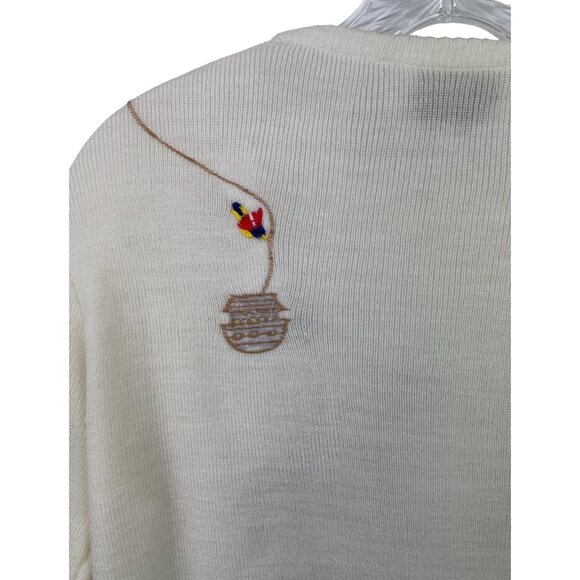 Cyn Les Shirlee Sweater Embroidered 2 By 2 Noah's Ark Animals Womens Size L - Picture 6 of 8